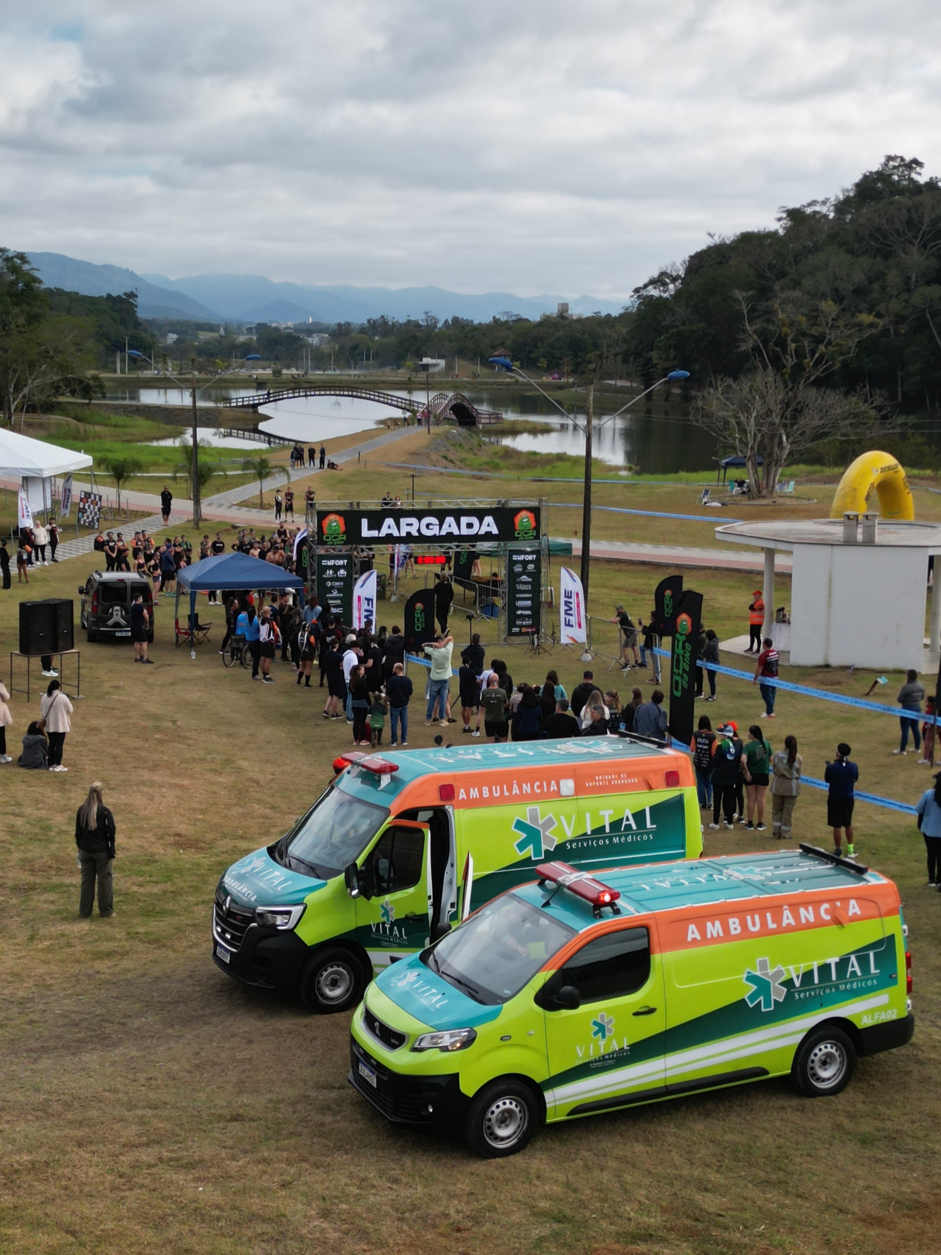 Vista aérea das ambulâncias Vital